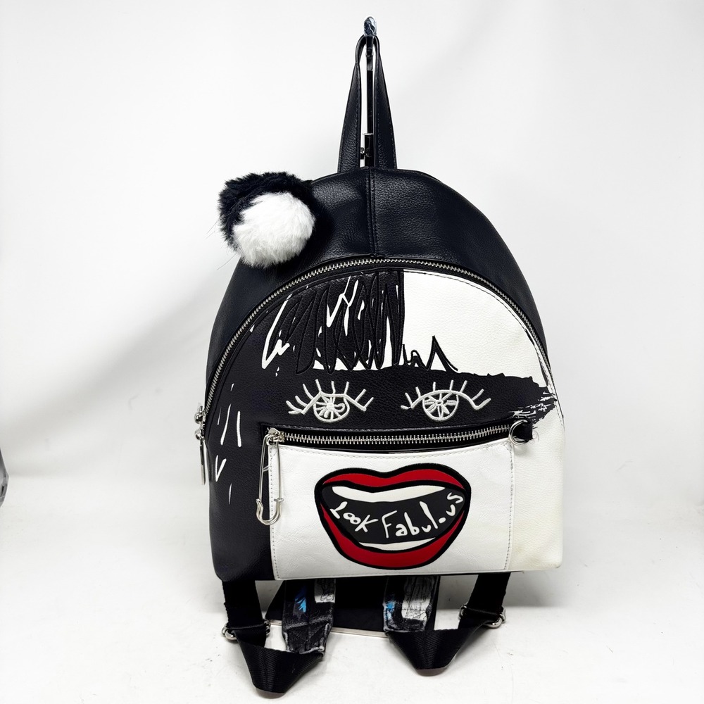 Danielle Nicole Disney Cruella De Vil Look‎ Fabulous Mini Backpack Black White